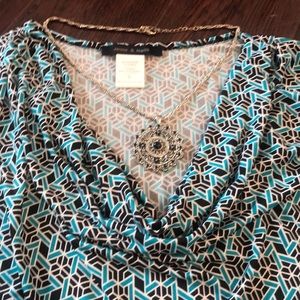 Turquoise and black sleeveless top